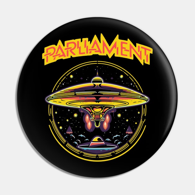 Parliament Funkadelic Retro Mothership UFO Rock Funk Throwback Pin by robotbasecamp