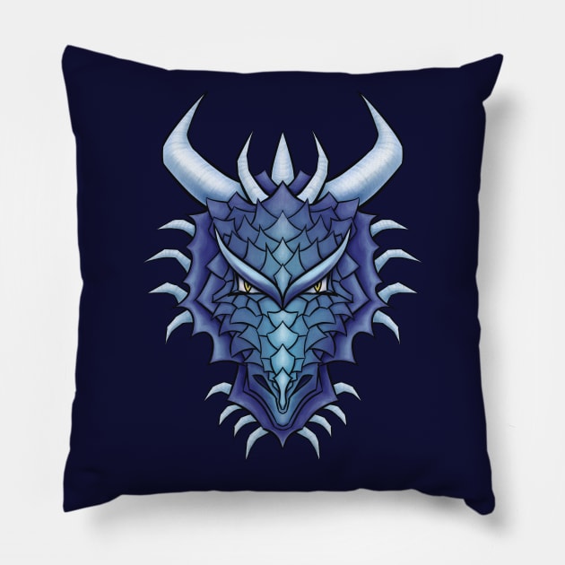 Blue Dragon Head Cool Fantasy Creature Pillow by Boriana Giormova