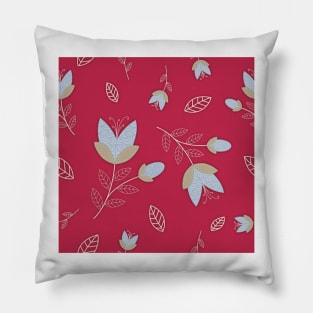 Folk Floral repeat pattern in viva magenta Pillow