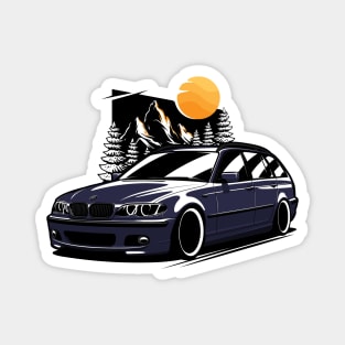 Blue E46 Touring Classic Mountains Magnet