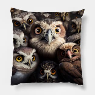 Owl Bird Wild Nature Funny Happy Humor Photo Selfie Pillow