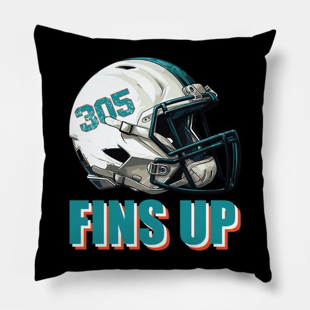 Fins Up Miami Dolphins Pillow by vectrus