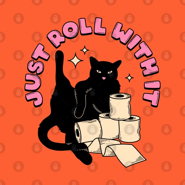 Roll with it Black Cat in orange by The Charcoal Cat Co.