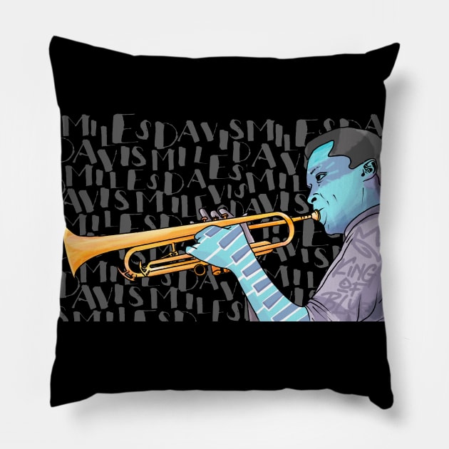 Miles Davis "King of Blue" Pillow by comecuba67