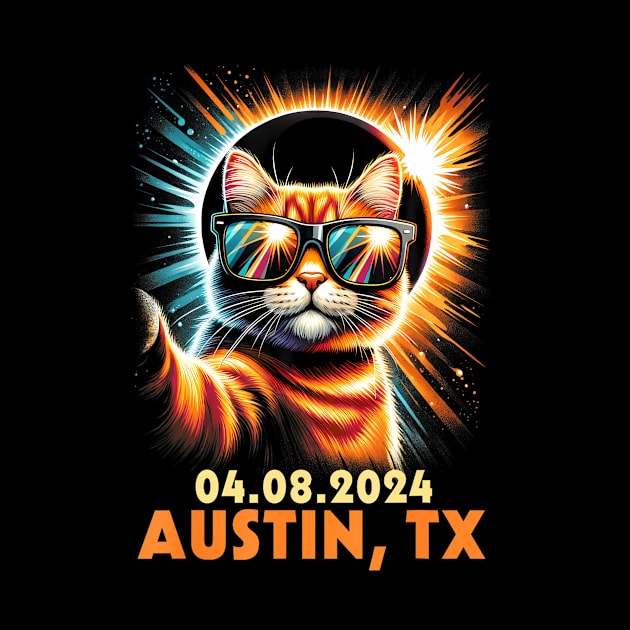 Cat Taking A Selfie Total Solar Eclipse 2024 Austin Texas by SanJKaka