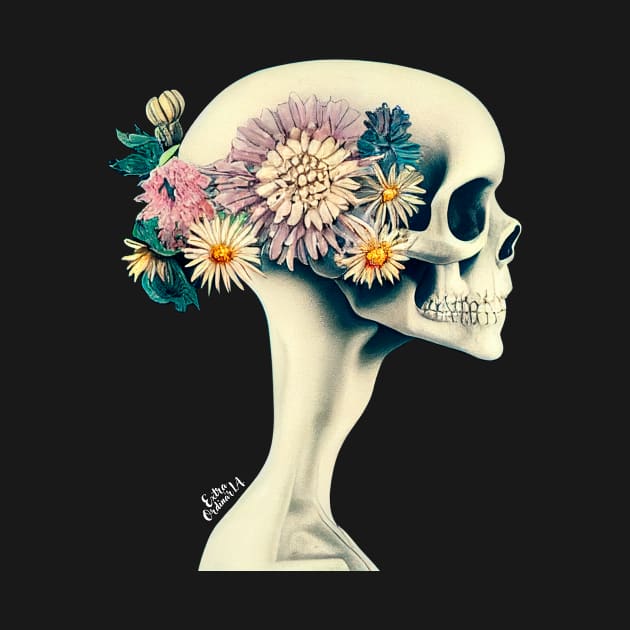 Skull with floral crown by extraordinar-ia