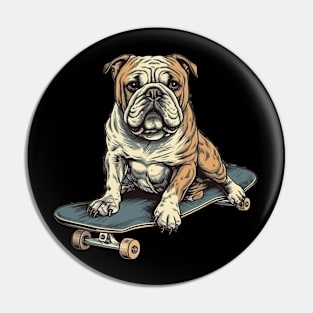 Bulldog on a skateboard Pin