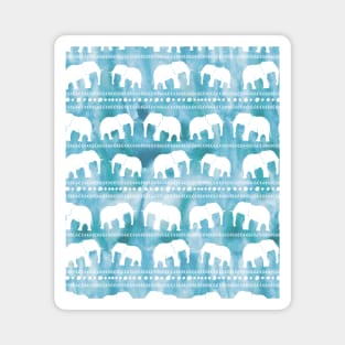 Elephant Tribal Watercolor Pattern Blue Magnet