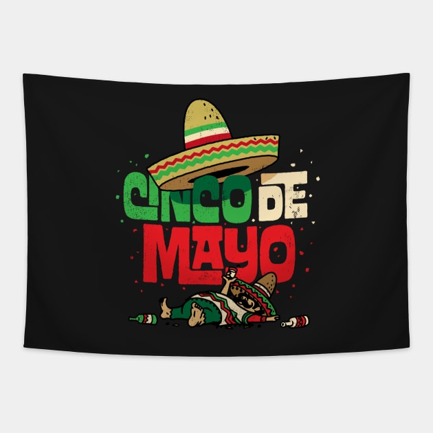 Cinco de Mayo Shirt Mexican Sombrero Funny Fiesta Drunk Tapestry by vo_maria