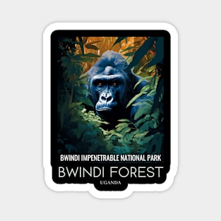 A Pop Art Travel Print of Bwindi Impenetrable National Park - Uganda Magnet