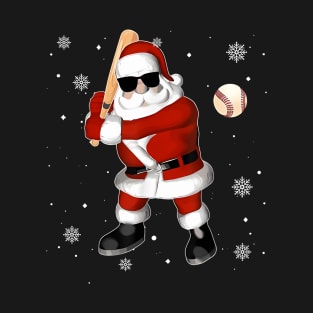 Santa Playing Baseball T-Shirt