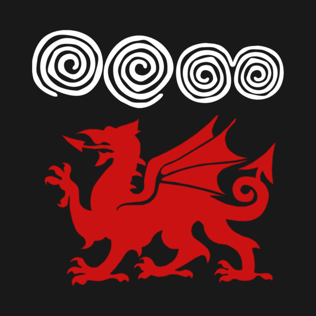 Welsh Dragon Spiral Rock Art by Celtic Morrigan