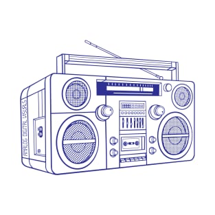 Boombox (Blue Lines) Analog / Music T-Shirt