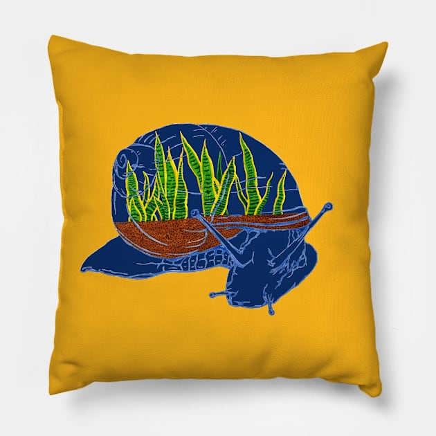 Snail Terrarium 2 Pillow by RaLiz