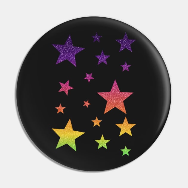 Bright Rainbow Ombre Faux Glitter Stars Pin by Felicity-K