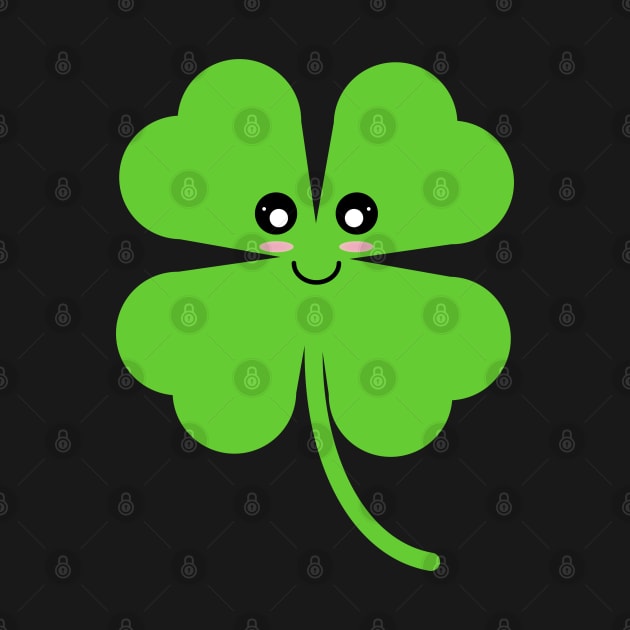 Cute Lucky Shamrock in Black by Kelly Gigi