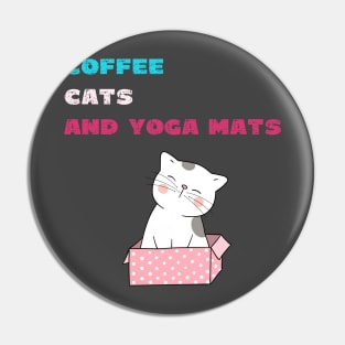 Coffee cats and yoga mats funny yoga and cat drawing Pin