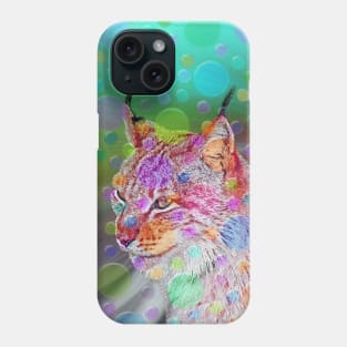 Smiling, colorful lynx - abstract Phone Case