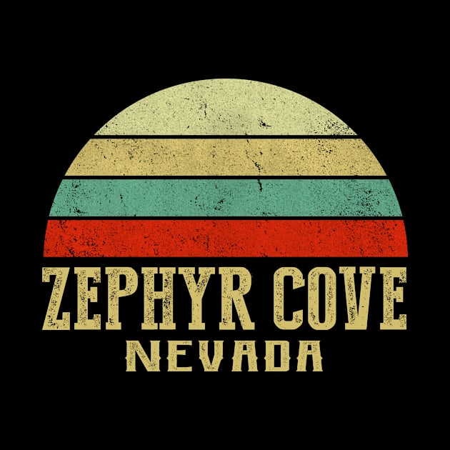 ZEPHYR COVE NEVADA Vintage Retro Sunset by LIPTIN