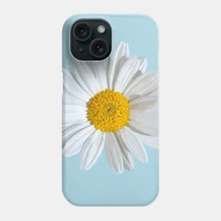 White marguerite blossom on light blue Phone Case