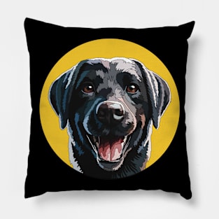 Happy Black Labrador Retriever Pillow