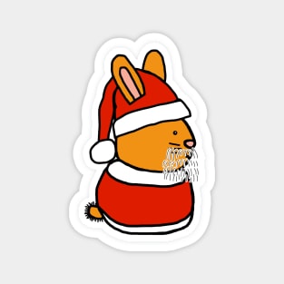 Cute Christmas Bunny Santa Suit Hat White Beard Magnet