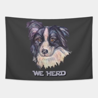 We Herd, Border Collie Face Tapestry