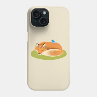 Two good friends in the forest_a fox and a bluebird Phone Case