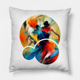 Woman Dancing Silhouette, abstract oil painting Pillow