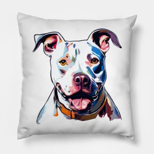 Expressionist Portrait of Pit Bull Terrier Pillow