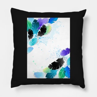 Design with Blue Feathers Pillow