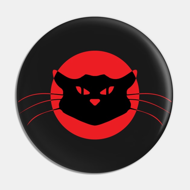 Minimalist Black Sun Cat Pin by pelagio