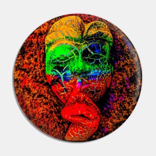 A Bali face mask on red background Pin