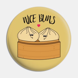 Nice Buns Funny Bao Dumplings Food Pun Pin