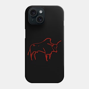 Cave line art of Aurochs in red ink Phone Case