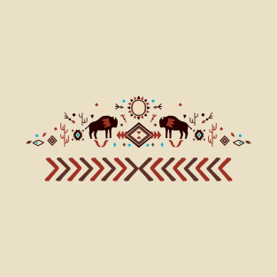 Native American Pattern with Bisons T-Shirt