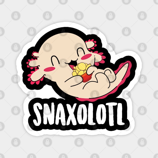 Snaxolotl Shirt Kids Boys Girls Funny Axolotl Eating Chips Magnet by Boneworkshop