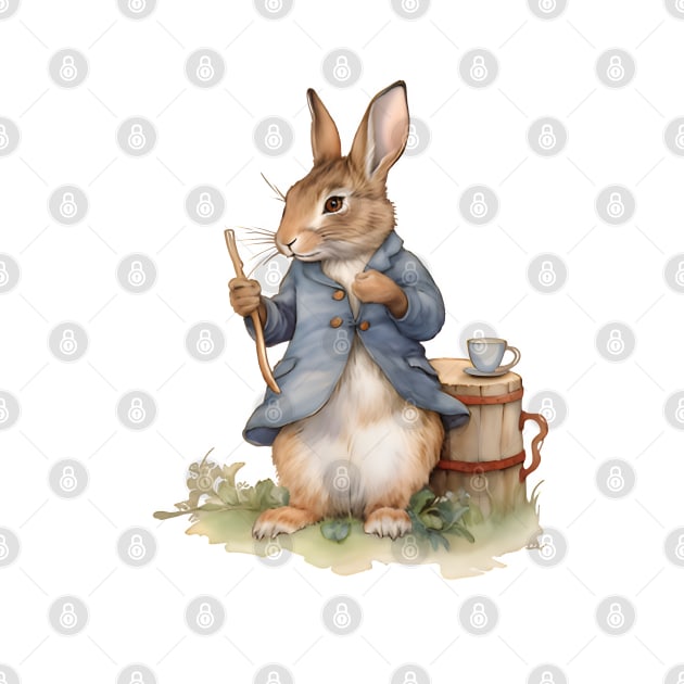 Peter Rabbit having tea by VelvetEasel