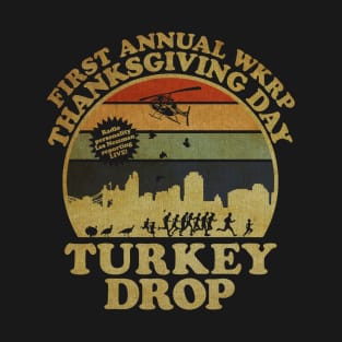 White First Anual Turkey Drop Retro T-Shirt