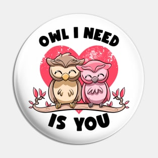 Owl I Need Is You Adorable Owl Puns Couple Valentines Day Pin