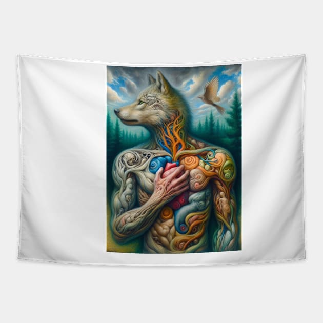 wolf man Tapestry by Anthony88