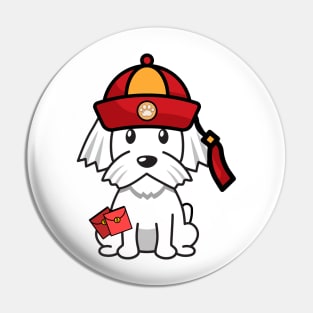 Funny white dog celebrates lunar new year Pin