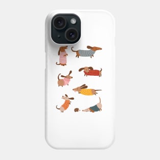 Cute Dachshunds in Winter Sweaters Phone Case