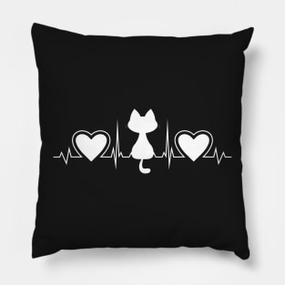 Cat and Heartbeat Pillow