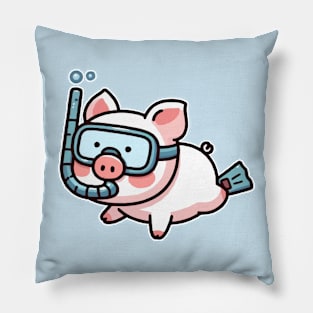 cute pig snorkeling Pillow