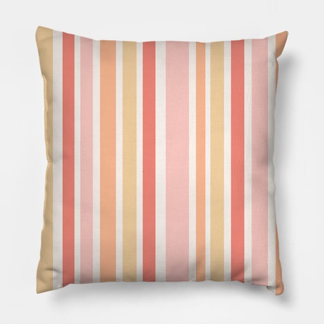 Pastel Pink and Peach Orange Romantic stripes Pillow by Trippycollage