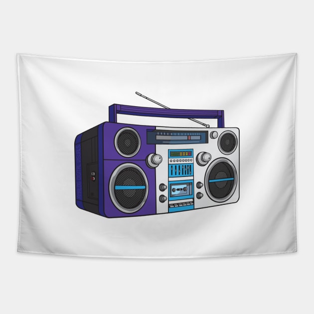 Boombox (Platinum + Blue-Magenta Violet Colorway) Analog / Music Tapestry by Analog Digital Visuals