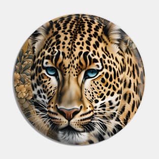 Leopard with Gold Texture Background Pin