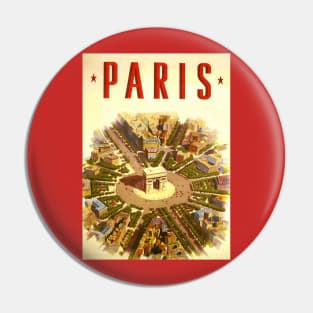 Vintage Travel Poster, Arc de Triomphe in Paris Pin