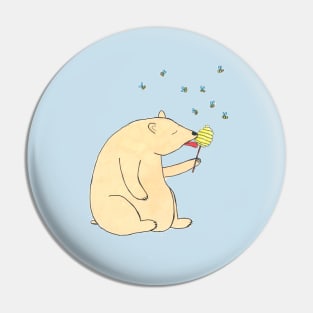 Cute Bear Eating Honey Pin